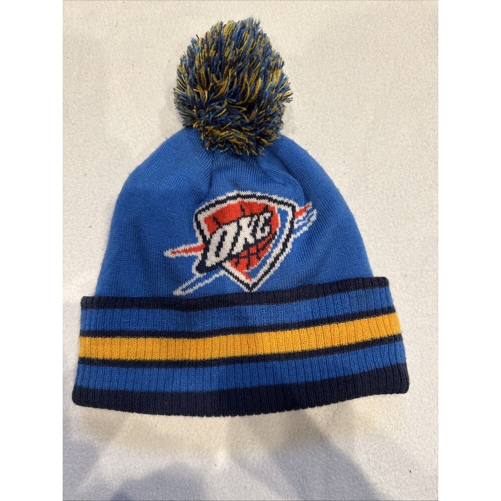 Oklahoma City Thunder Pom Beanie Adidas Retro Blue Yellow NBA OKC
